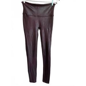 Spanx Women's Faux Leather Burgundy Leggings Pants
